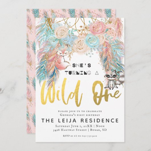 Invitation Boho Dreamcatcher Wild Un Anniversaire (Devant / Derrière)