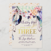 Invitation Boho Dreamcatcher | Young Wild & Three (Devant / Derrière)