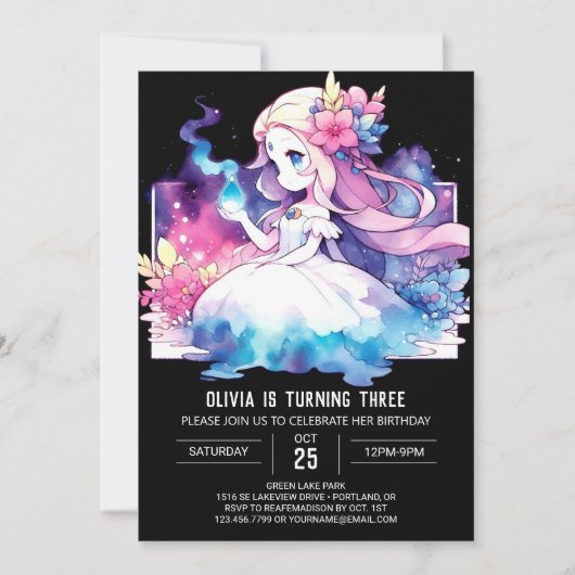 Invitation Boho Dreamy Princess Anniversaire (Devant)