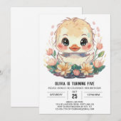 Invitation Boho Duckkling Anniversaire (Devant / Derrière)