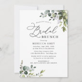 Invitation Boho Dusty Bleu Aquarelle Verdure Brunch nuptial (Devant)