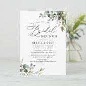 Invitation Boho Dusty Bleu Aquarelle Verdure Brunch nuptial (Debout devant)