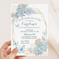 Boho Dusty Bleu flotter sur le papillon Anniversai