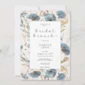 Invitation Boho Dusty Blue & Brown Floral Bridal Brunch (Devant)