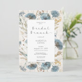 Invitation Boho Dusty Blue & Brown Floral Bridal Brunch (Debout devant)