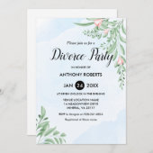 Invitation Boho Dusty Blue Eucalyptus Green Divorce Party (Devant / Derrière)