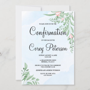 Invitation Boho Dusty Blue Eucalyptus vert Confirmation