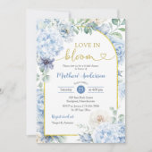 Invitation Boho Dusty Blue Floral Amour Dans La Fête des mari (Devant)