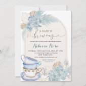 Invitation Boho Dusty Blue Floral Baby brasse du Baby shower (Devant)