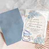 Invitation Boho Dusty Blue Floral Baby brasse du Baby shower