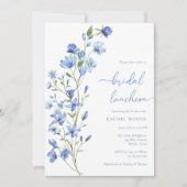 Invitation Boho Dusty Blue Floral Bridal Luncheon (Devant)