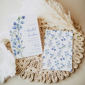Invitation Boho Dusty Blue Floral Bridal Luncheon