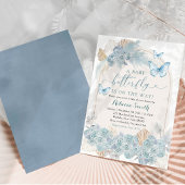 Invitation Boho Dusty Blue Floral Butterfly Baby shower