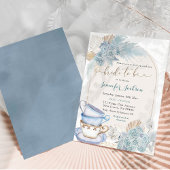 Invitation Boho Dusty Blue Floral Fête des mariées Tea Party