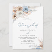 Invitation Boho Dusty Blue Floral Mariage Dîner de répétition (Devant)
