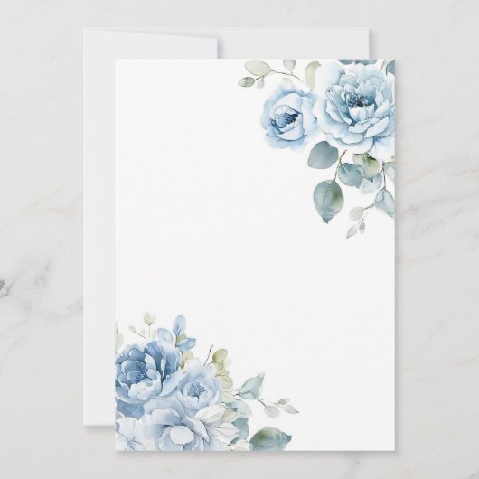 Invitation Boho Dusty Blue Floral Première Communion Sainte (Dos)