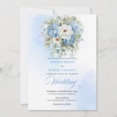 Invitation Boho Dusty Blue Peony Gold Floral Wedding Invite (Devant)