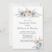 Invitation Boho Dusty Blue Pink Peony (Devant)