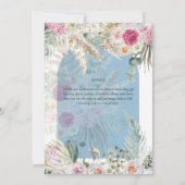 Invitation BOHO Dusty Blue Rose Floral Pampas Grass Mariage (Dos)