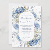 Invitation Boho Dusty Blue Sage Fleurs sauvages QR Mariage d' (Devant)