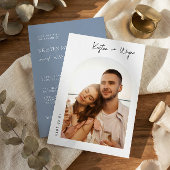 Invitation Boho Dusty Blue Simple Elegant Mariage photo