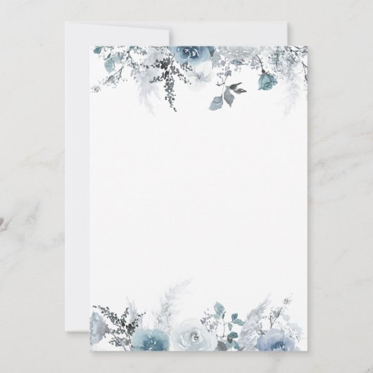 Invitation Boho Dusty Blue Slate Pastel Floral Pampas Mariage (Dos)