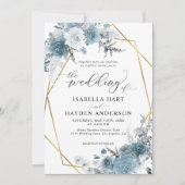 Invitation Boho Dusty Blue Slate Pastel Gold Foil Mariage Inv (Devant)