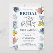 Invitation Boho Dusty Blue Watercolor Bride Tea Party Invit (Devant)