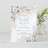 Invitation Boho Dusty fleurs bleues et pampas Brunch nuptial (Debout devant)
