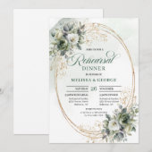 Invitation Boho Dusty Green Eucalyptus Dîner de Répétition  (Devant / Derrière)