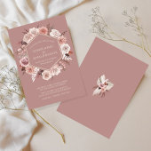 Invitation Boho Dusty Mariage de couronne de fleurs rose