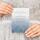 Invitation Boho Dusty Mariage de feuillage peint en bleu