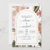 Invitation Boho Dusty Pink Mariage Bourgogne (Devant)