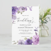 Invitation Boho Dusty Purple Mauve Lilac Mariage Floral (Debout devant)