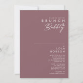 Invitation Boho Dusty Purple & Rose Brunch et Bubbly Douche (Devant)
