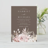 Invitation Boho Dusty Rose & Blush Floral Automne Mariage été (Debout devant)