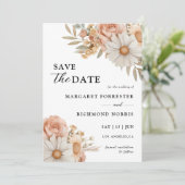 Invitation Boho Dusty Rose Floral Wedding Enregistrer La Date (Debout devant)