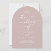 Invitation Boho Dusty Rose rose Photo QR Code Mariage Arch (Devant)