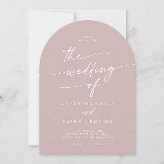 Invitation Boho Dusty Rose rose Photo QR Code Mariage Arch (Devant)