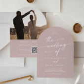 Invitation Boho Dusty Rose rose Photo QR Code Mariage Arch