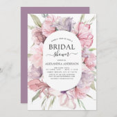 Invitation Boho Dusty Rose violet douche nuptiale (Devant / Derrière)