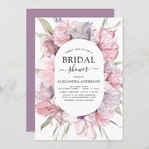 Invitation Boho Dusty Rose violet douche nuptiale