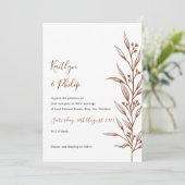 Invitation Boho Earthy Botanical Elégant blanc ivoire (Debout devant)