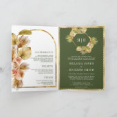 Invitation Boho Earthy Floral Olive Green QR Code Wedding (Intérieur)