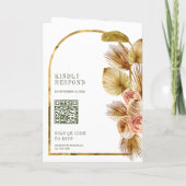 Invitation Boho Earthy Floral Olive Green QR Code Wedding (Dos)