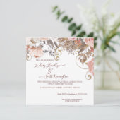 Invitation Boho Earthy Floral Rose Rose Couples Or Couples Do (Debout devant)