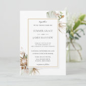 Invitation Boho Earthy Protea Palm Rust Brown Rustique Mariag (Debout devant)