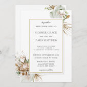 Invitation Boho Earthy Protea Palm Rust Brown Rustique Mariag (Devant / Derrière)