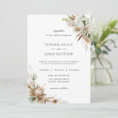 Invitation Boho Earthy Protea séché Palm Rustique Mariage   (Debout devant)