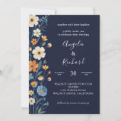 Invitation Boho Earthy Tones Blue Bloom Mariage de automne (Devant)
